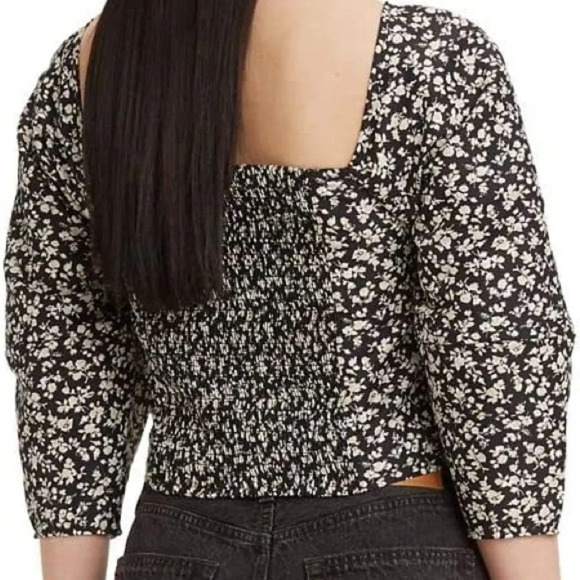 LEVI'S Long Sleeve Yvie Statement Blouse in Odessa Floral Black Agate - Picture 2 of 9